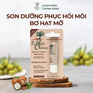 Son Dưỡng Phục Hồi Môi Bơ Hạt Mỡ Le Petit Olivier Repairing Lip Balm Stick With Shea Butter 4g