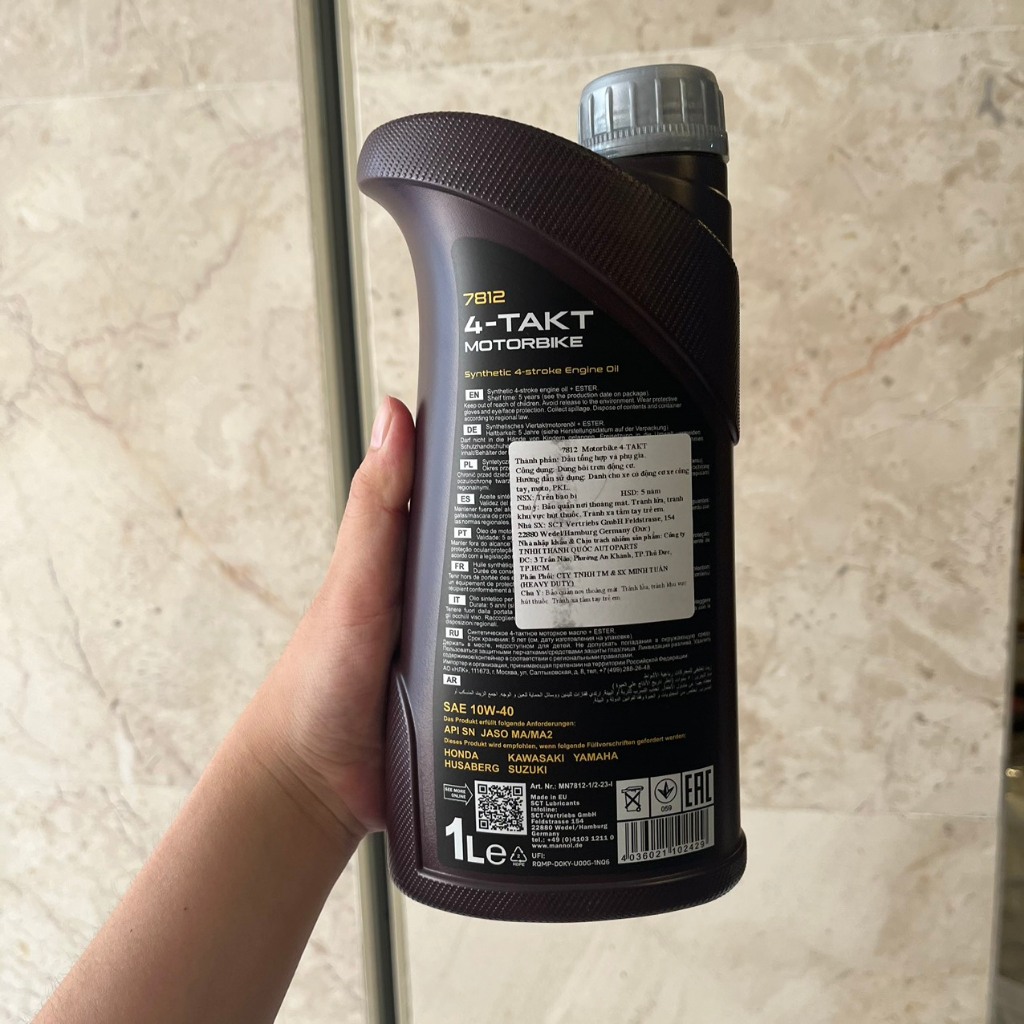 Nhớt Mannol 7812 10W40 Cao Cấp Dành Cho Xe Số, Côn Tay Tặng Súc Động Cơ Và Phụ Gia Nhớt Mới