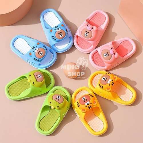 Dép quai ngang hoạt hình hổ heo ếch mềm êm chân chống trượt cho bé trai bé gái