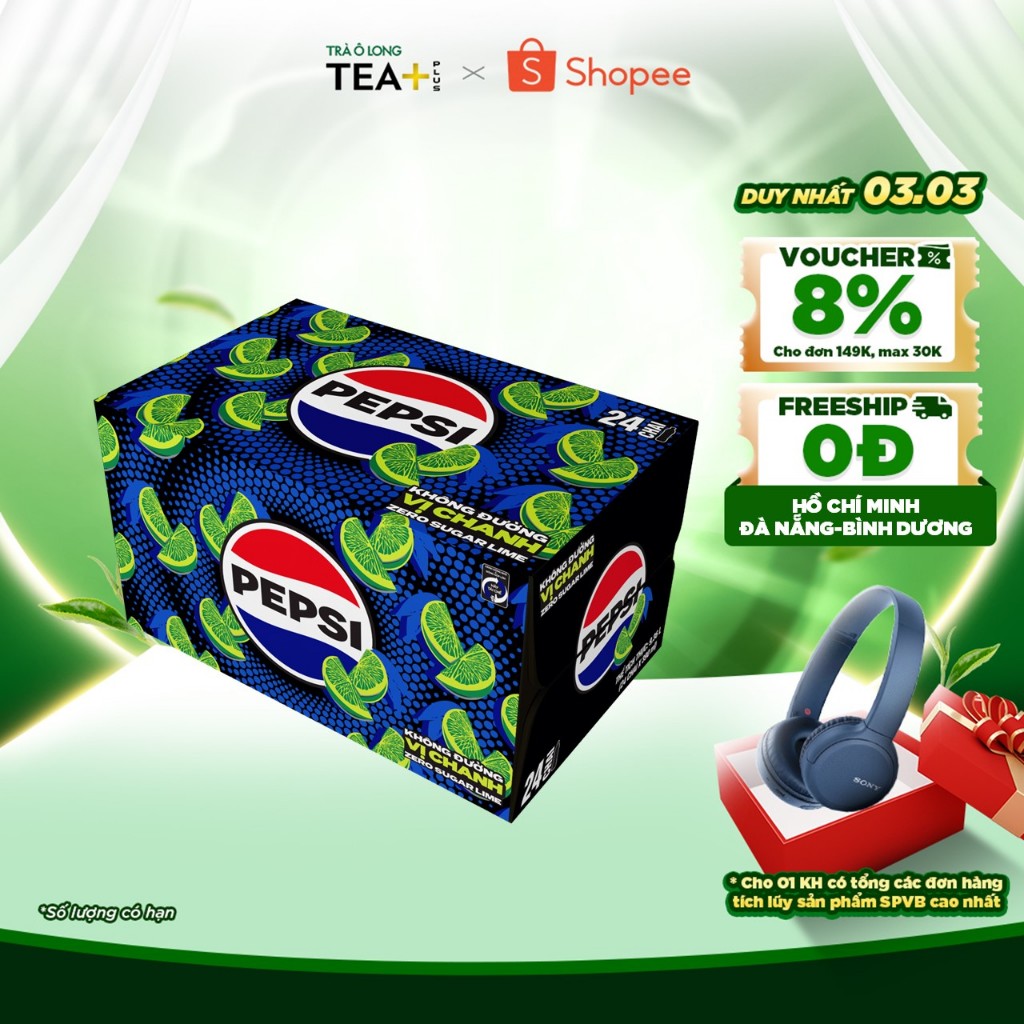 Thùng 24 Chai Nước Ngọt Có Gaz Pepsi Vị Chanh Không Calo (390ml /chai ...