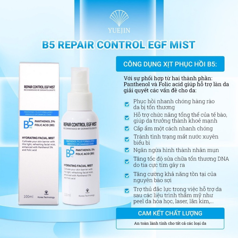 Serum B5 Yuejin B5 Mist 100ml dạng xịt dưỡng da, cấp ẩm, phục hồi làm dịu ngăn ngừa hình thành nhân mụn IS179