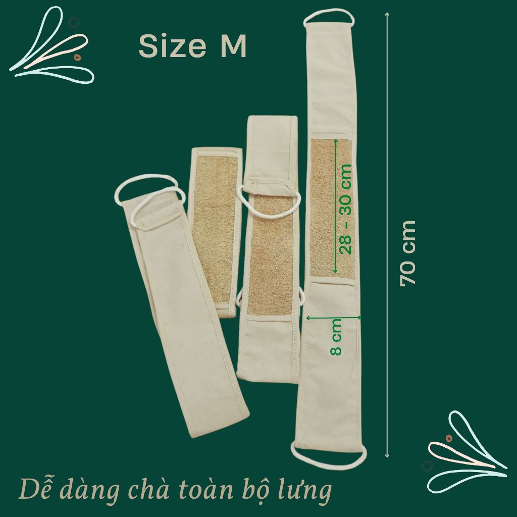 Dây kỳ lưng xơ mướp - Dây chà lưng - Đai kỳ lưng, Bông tắm xơ mướp tẩy tế bào chết