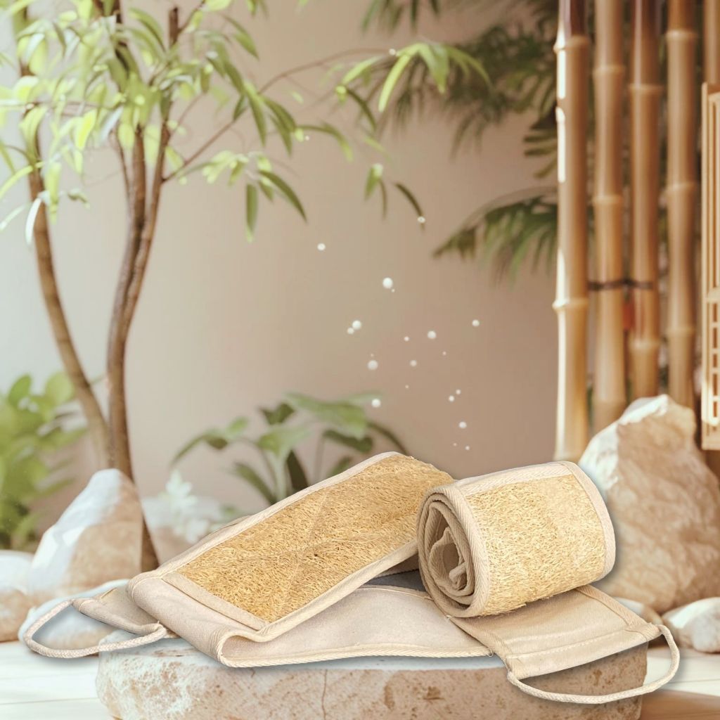 Dây kỳ lưng xơ mướp - Dây chà lưng - Đai kỳ lưng, Bông tắm xơ mướp tẩy tế bào chết