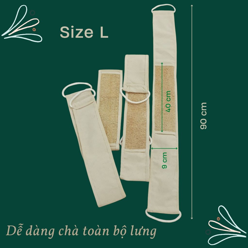 Dây kỳ lưng xơ mướp - Dây chà lưng - Đai kỳ lưng, Bông tắm xơ mướp tẩy tế bào chết