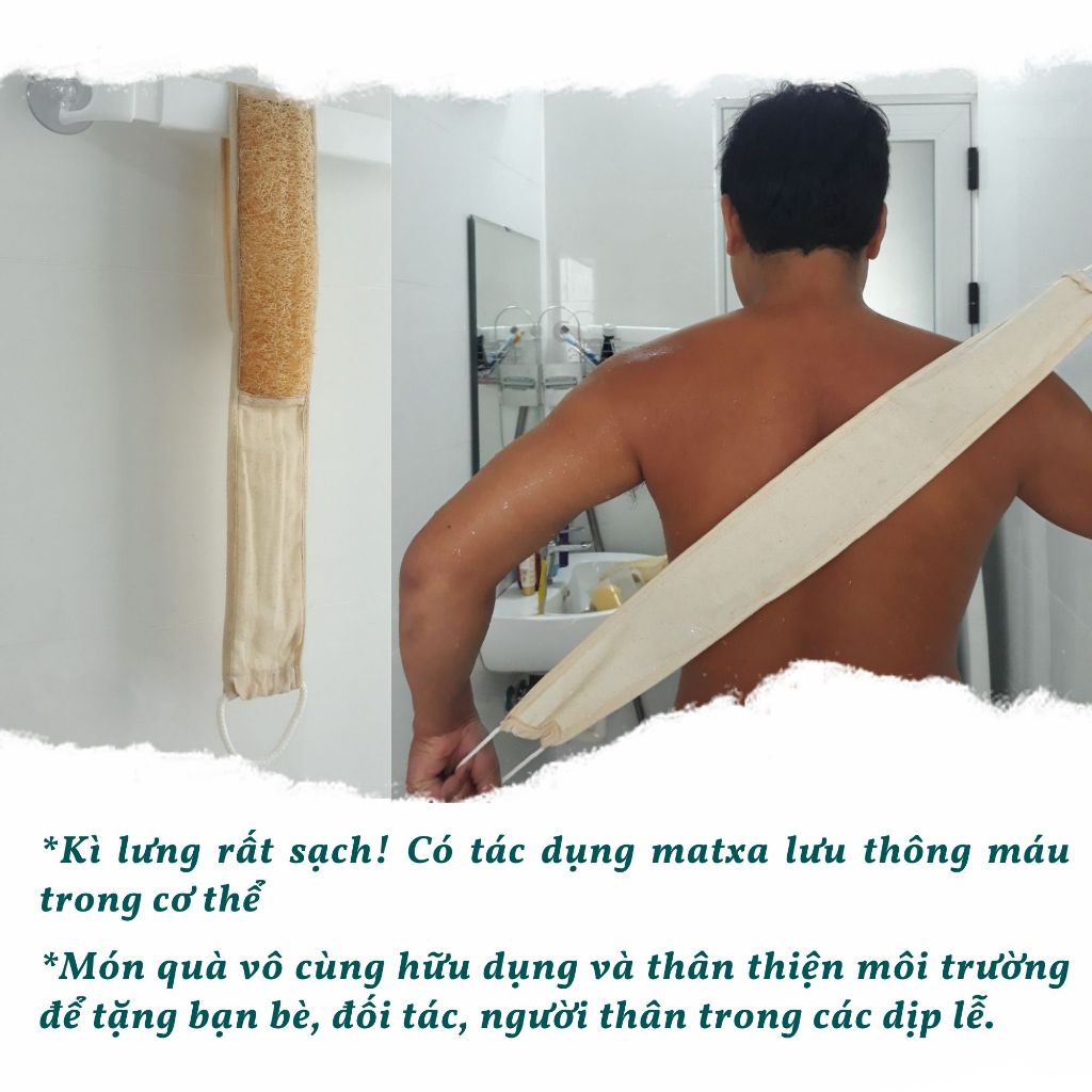 Dây kỳ lưng xơ mướp - Dây chà lưng - Đai kỳ lưng, Bông tắm xơ mướp tẩy tế bào chết