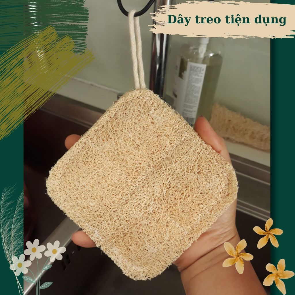 Miếng Rửa Chén Xơ Mướp Cỡ Lớn Hình Vuông - Miếng Chùi Nồi - Miếng Rửa Bát - Xơ Mướp Tắm Tẩy Da chết