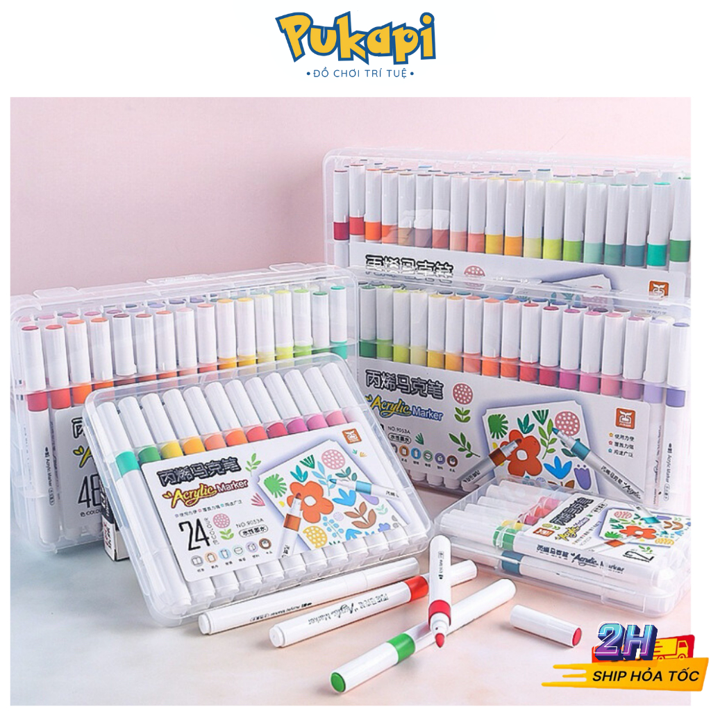 Màu Acrylic Marker Bút Màu Acrylic Bút Màu Acrylic Marker 12 24 36 48 60 80 Màu Cao Cấp Giá Rẻ - Đồ Chơi Cho Bé PUKAPI
