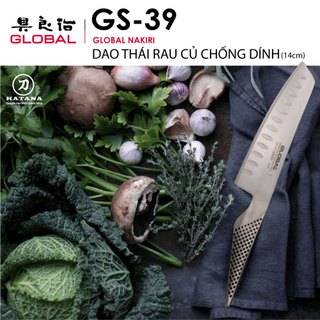 Dao bếp Nhật cao cấp Global GS39 = GS91 Nakiri - Dao thái rau củ chống dính (140mm)