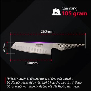 Dao bếp Nhật cao cấp Global GS39 = GS91 Nakiri - Dao thái rau củ chống dính (140mm)