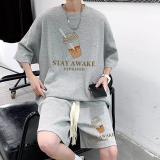 Bộ Quần Áo Tay Ngắn Mùa Hè Trà Sữa Stay A Wakea  Sành Điệu, Set Đồ Nam Nữ Chất Liệu Cotton Siêu Thấm Hút 2026