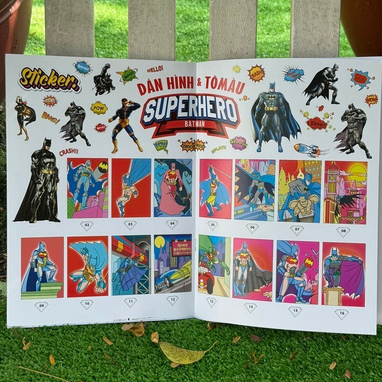 Ảnh Sách Dán Hình Và Tô Màu Siêu Nhân Superhero - Superman - Hulk - Capyain America - Batman - Wonder Woman (Minh Thắng) 2