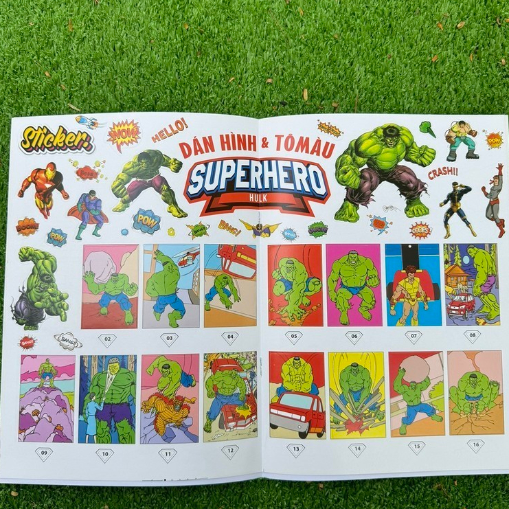 Ảnh Sách Dán Hình Và Tô Màu Siêu Nhân Superhero - Superman - Hulk - Capyain America - Batman - Wonder Woman (Minh Thắng) 3