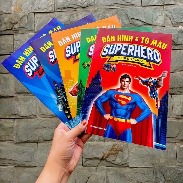 Ảnh Sách Dán Hình Và Tô Màu Siêu Nhân Superhero - Superman - Hulk - Capyain America - Batman - Wonder Woman (Minh Thắng) 1