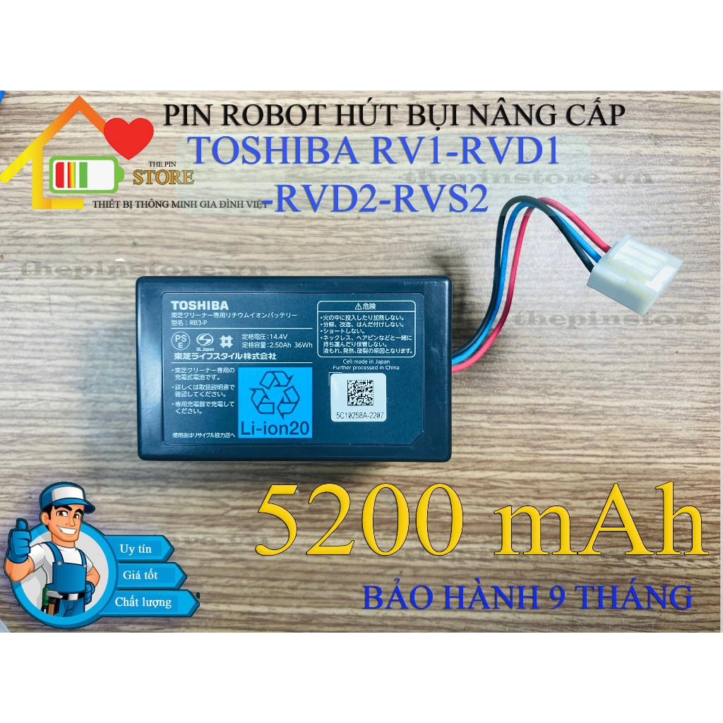 ( DUNG LƯỢNG 5200 mAh ) PIN ROBOT HÚT BỤI TOSHIBA RVD – RVS NÂNG CẤP ...