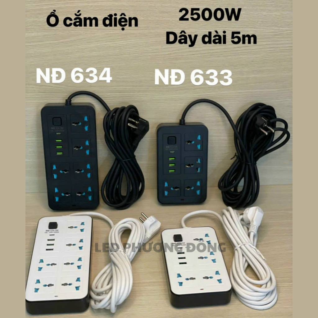 Ổ Cắm Điện Thông Minh USB Type C Cao Cấp Chân cắm đa năng NĐ 633/NĐ 634