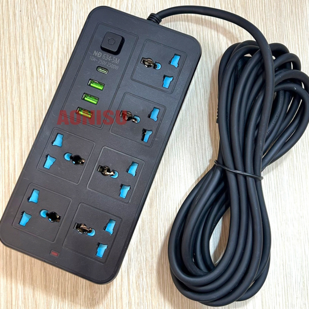 Ổ Cắm Điện Thông Minh USB Type C Cao Cấp Chân cắm đa năng NĐ 633/NĐ 634
