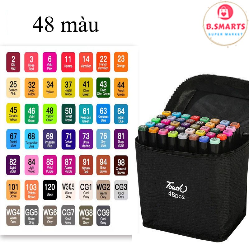 Hộp Màu Maker Touch 48 Chi Tiết Kèm Túi Vải Đựng Tiện Dụng, Bộ Bút Dạ ...