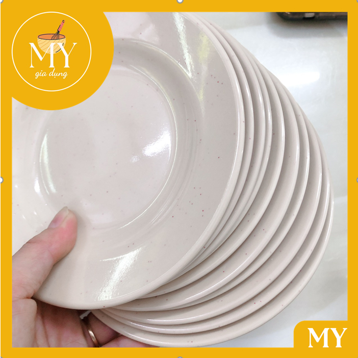 Set 10 dĩa tròn cạn kích thước (15.0 x 1.4 cm) dùng để thức ăn phù hợp cho gia đình, hàng quán....Chén Nhựa melami