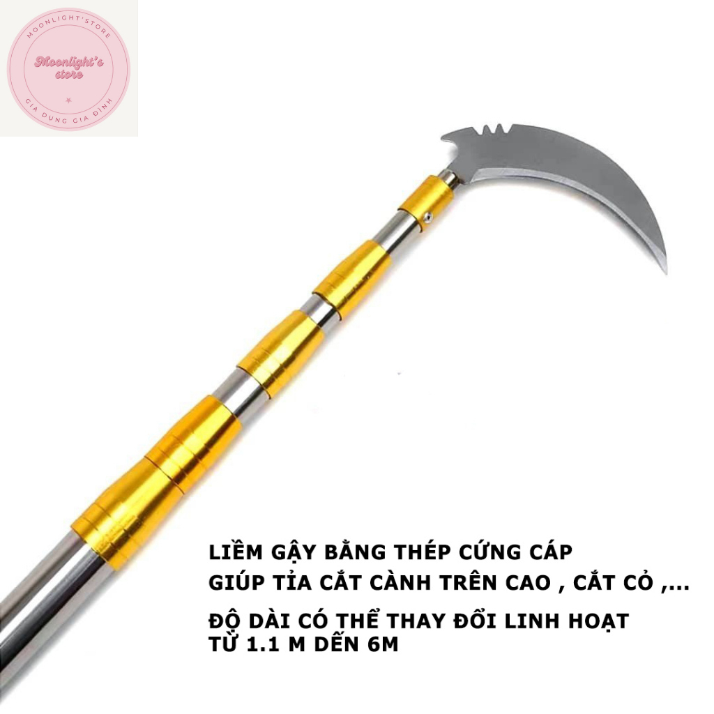 Combo Dụng Cụ Nhà Vườn Chuyên Nghiệp – Gậy Inox 3m-8m 9 Món Vợt Hái Quả, Cưa Cắt Cành, Móc Đa Năng