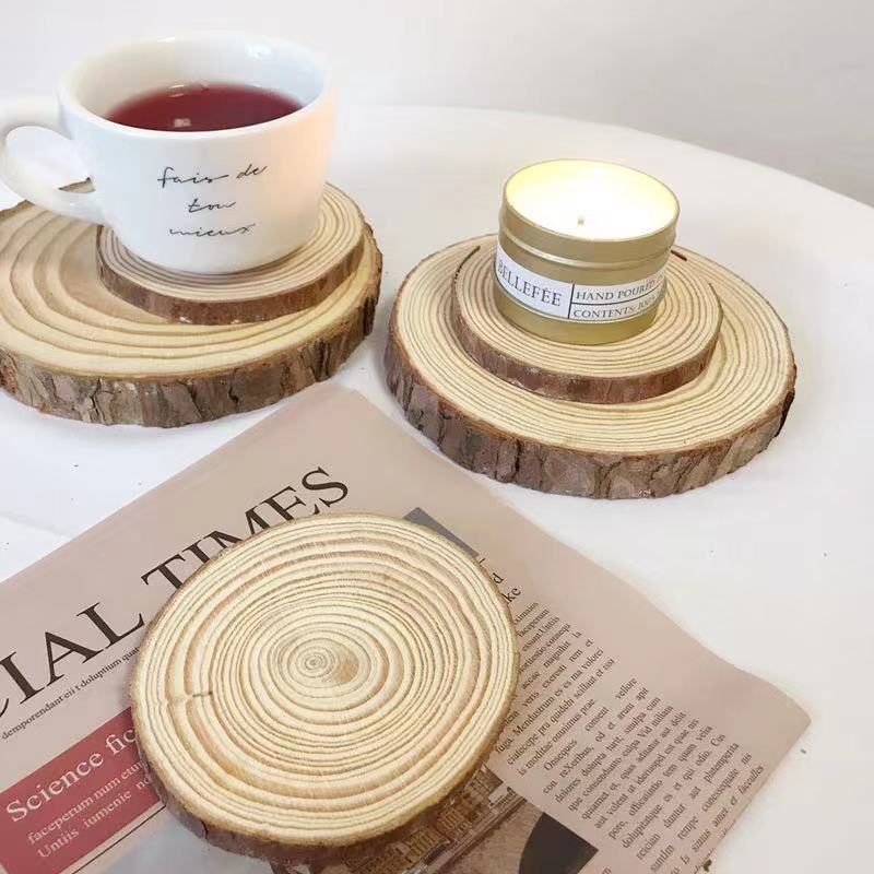 Đế Gỗ Đặt Tượng Có Vân, Đế Lót Trang Trí Bằng Khoanh Gỗ Tự Nhiên, Đường Kính 10cm, 20cm, 30cm