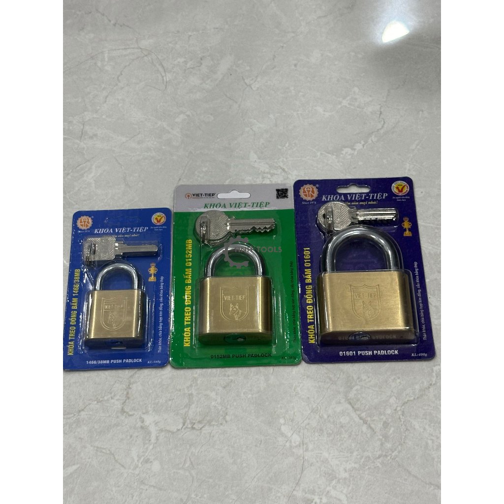 Ổ khoá đồng bấm thương hiệu Việt Tiệp, ổ khoá treo nhà cửa, phòng 4 phân 5 phân 6 phân