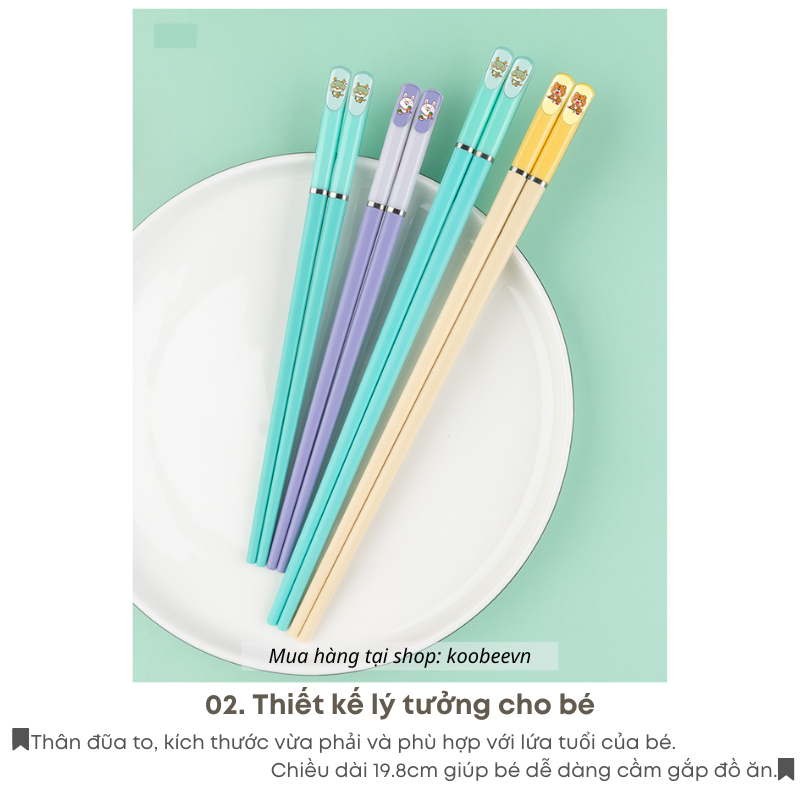 Đũa Trẻ Em Ngắn 19.8cm – Chất Liệu Sợi Thủy Tinh Cao Cấp, Không BPA, Kháng Khuẩn & Chịu Nhiệt Tốt | KOOBEE 016