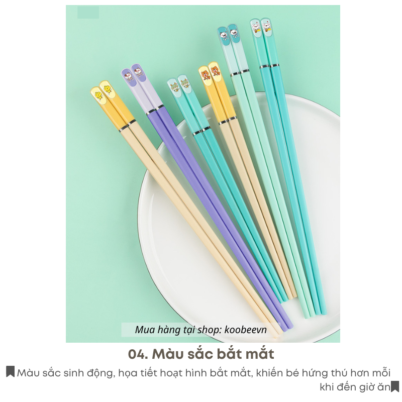 Đũa Trẻ Em Ngắn 19.8cm – Chất Liệu Sợi Thủy Tinh Cao Cấp, Không BPA, Kháng Khuẩn & Chịu Nhiệt Tốt | KOOBEE 016