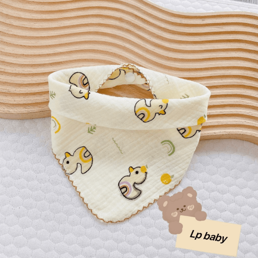 Set 5 Yếm xô Muslin Lp in họa tiết cho bé - 4 lớp cao cấp, mềm mại và đáng yêu cho bé Đậu Đậu Store Set 5 Yếm