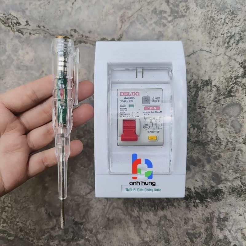 Aptomat 40A 1P+N RCBO DELIXI chống giật, chống quá tải, chập cháy rò ...