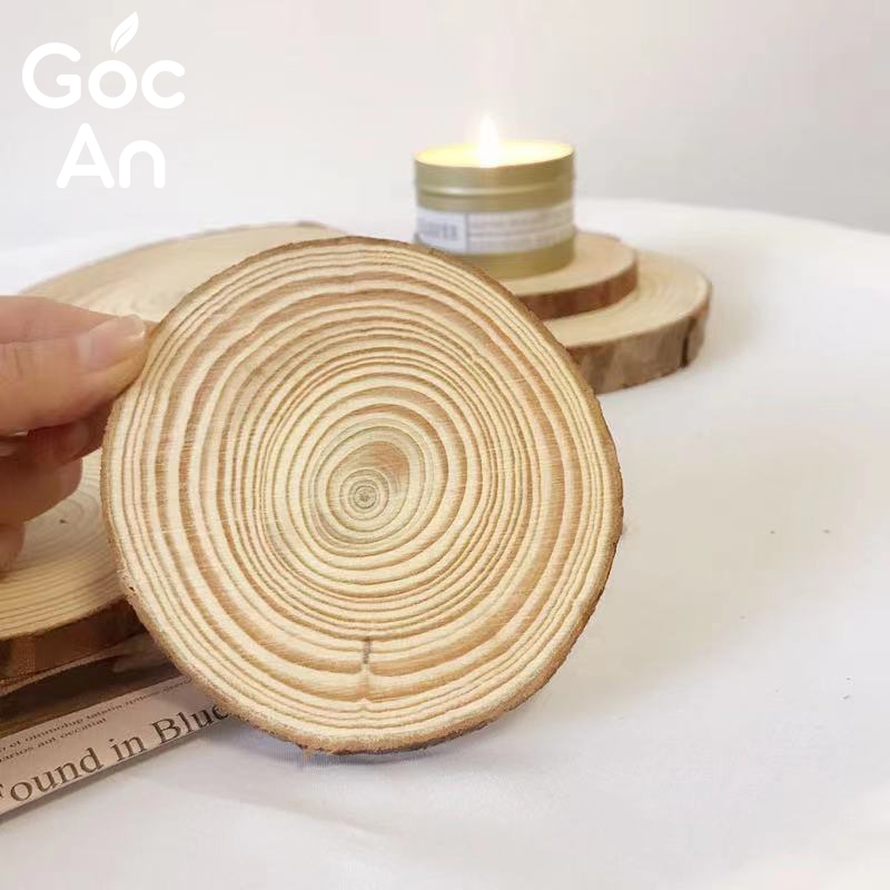 Đế Gỗ Đặt Tượng Có Vân, Đế Lót Trang Trí Bằng Khoanh Gỗ Tự Nhiên, Đường Kính 10cm, 20cm, 30cm