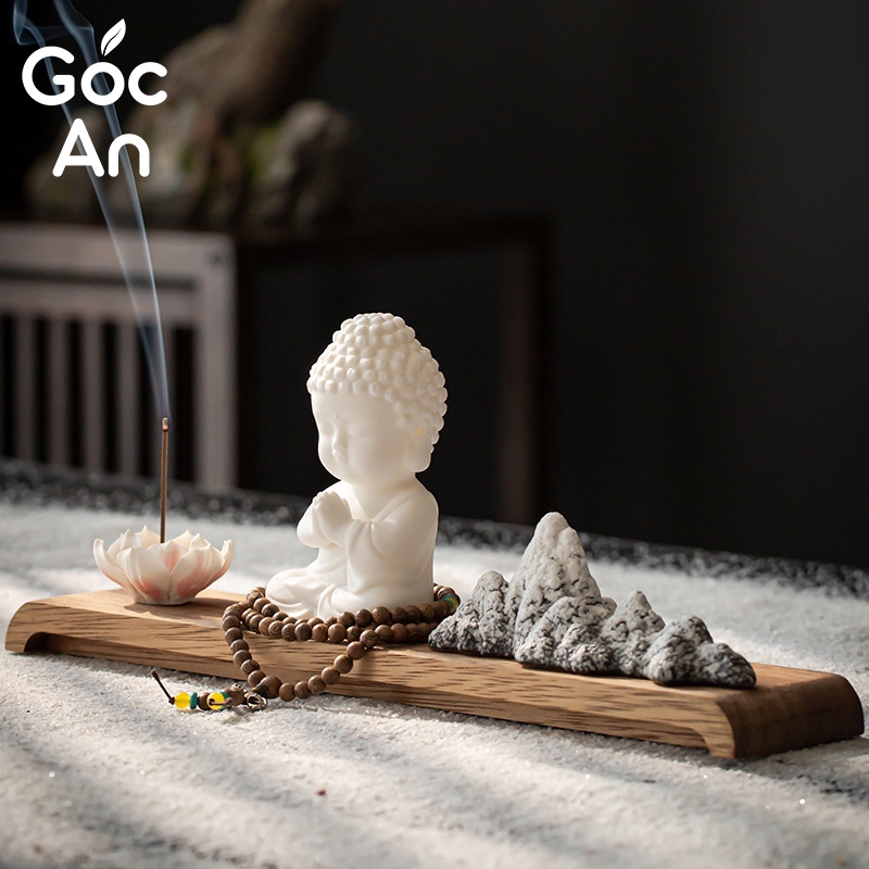Bộ Tượng Phật Chibi Mini Bằng Gốm, Tượng Phật Chibi An Vui, Tượng Phật Phong Thuỷ , Bàn Làm Việc, Bàn Trà