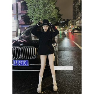 Áo Thun Dài Tay Mặt Cười Họa Tiết Trơn Phong Cách Trẻ Trung Cao Cấp Freesize