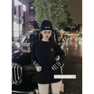 Áo Thun Dài Tay Mặt Cười Họa Tiết Trơn Phong Cách Trẻ Trung Cao Cấp Freesize