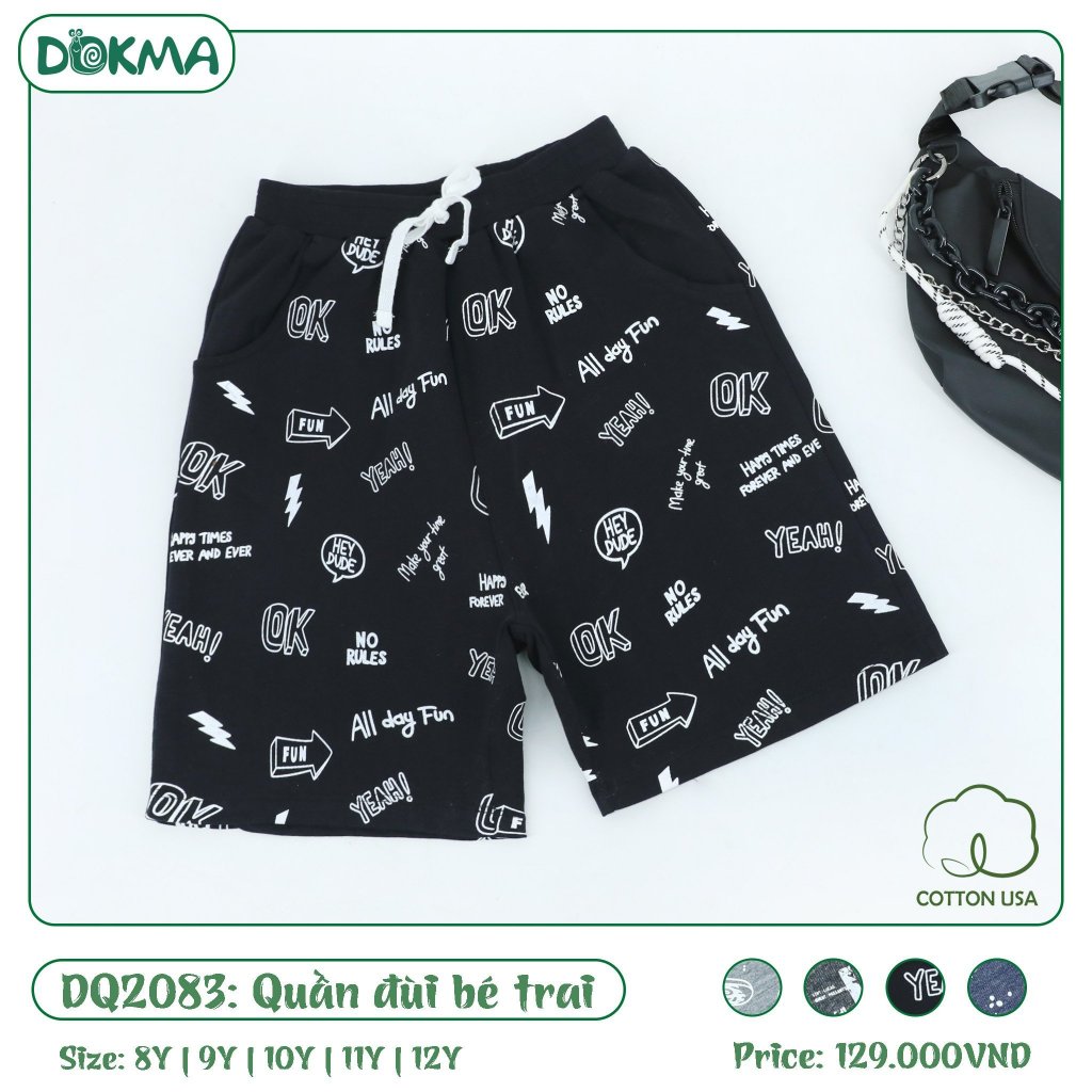 (25-42kg, 8-12Y) Quần Cộc Dokma Cotton Bé Trai DQ2780 DQ2083 DQ2810