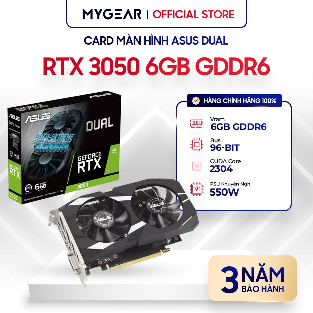Card màn hình- VGA ASUS DUAL RTX 3050 OC 8GB GDDR6 V2 (DUAL-RTX3050-O8G ...