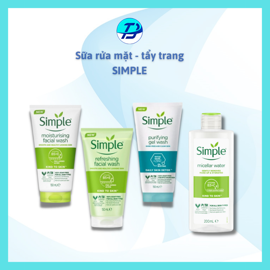 Gel rửa mặt Simple/ Tẩy trang Simple (Đầy đủ tem phụ) | Shopee Việt Nam
