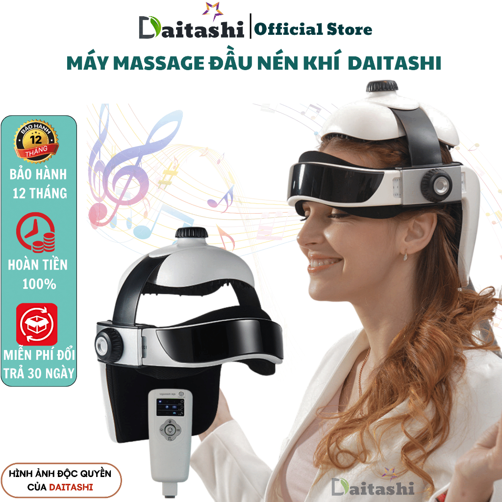 Máy Massage đầu Daitashi Nén Khí Kết Hợp Rung Trườm ấm Kết Nối Bluetooth Nghe Nhạc Thư Giãn Giảm