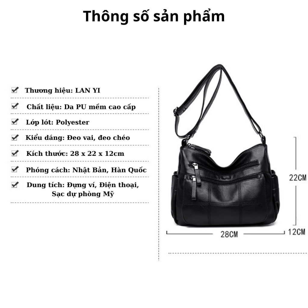 Túi đeo chéo nữ đeo vai túi xách nữ BCV-TNU02 chính hãng LAN YI phong cách thời trang trẻ trung thanh lịch