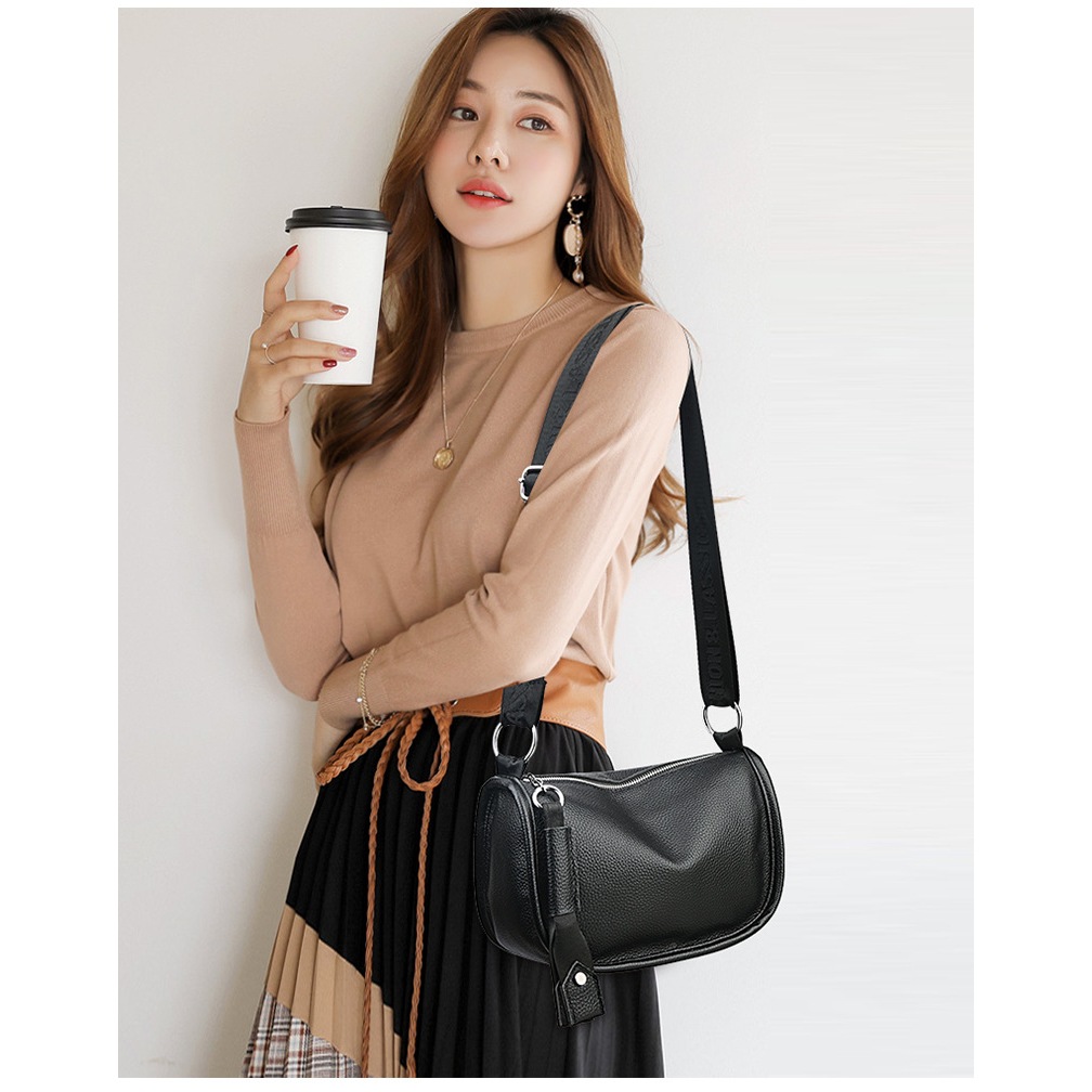 Túi đeo chéo đeo vai túi xách nữ màu đen da bò BCV-TNU05 chính hãng KMFFLY phong cách thời trang trẻ trung thanh lịch