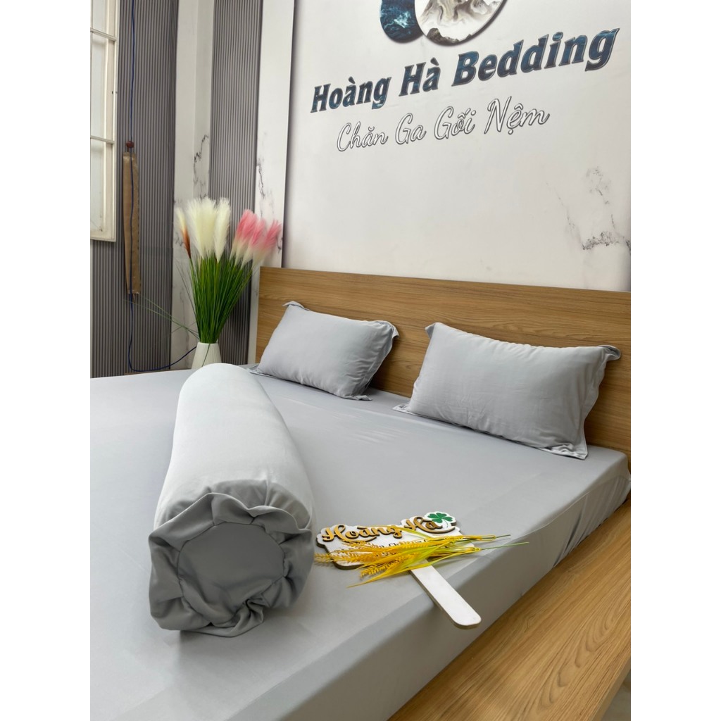 Bộ ga thun lạnh, VỎ ÔM DÂY KÉO chất mát, co giãn không xù lông/ xám bạc