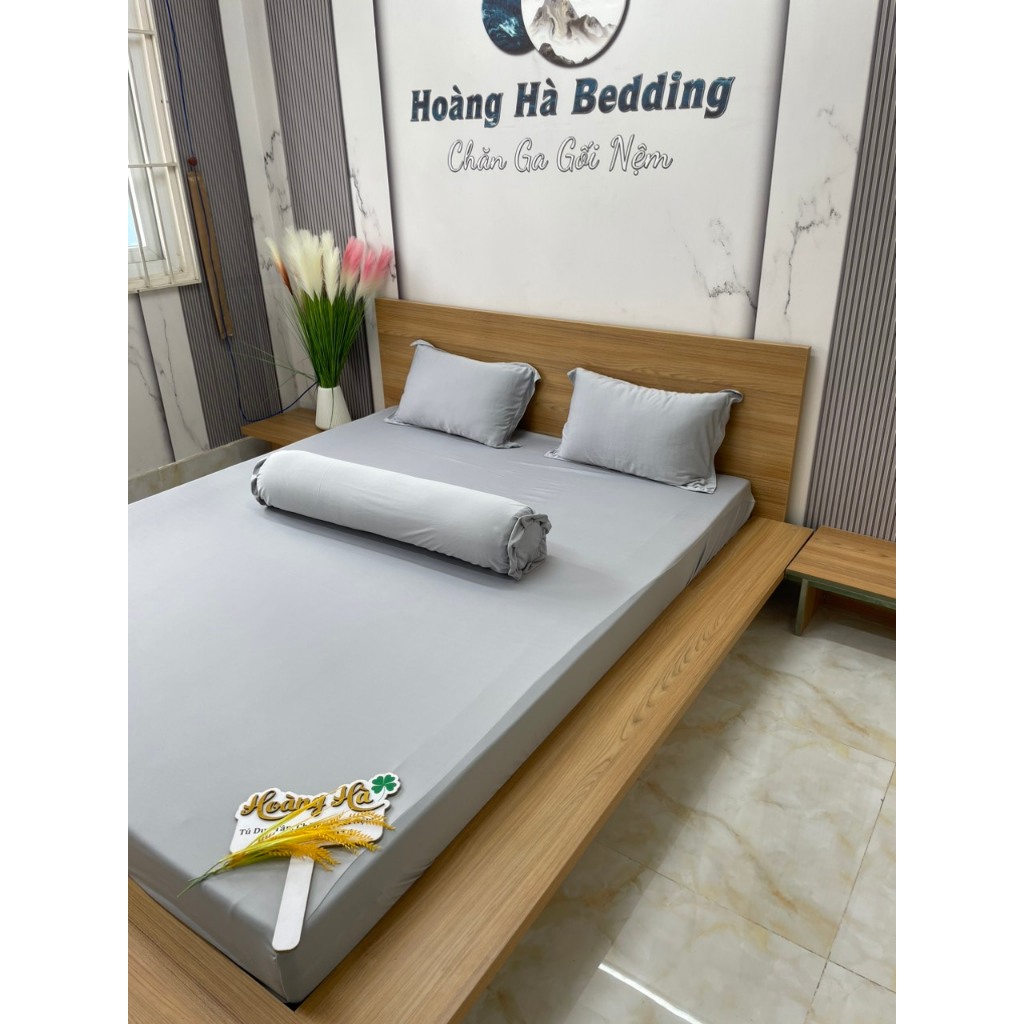 Bộ ga thun lạnh, VỎ ÔM DÂY KÉO chất mát, co giãn không xù lông/ xám bạc