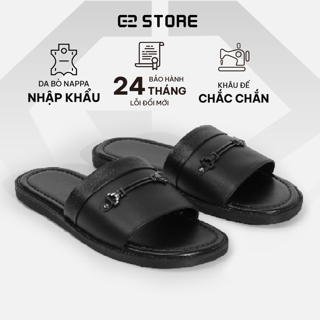 Ảnh Dép da nam G2 Gaia kiểu quai ngang, Dép lê nam chất liệu da bò đế khâu cao cấp thích hợp đi biển 1