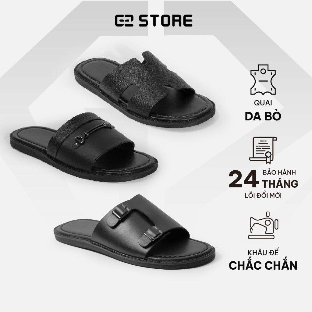 Ảnh Dép quai ngang nam G2 kiểu dép lê chữ h quai da bò thời trang cao cấp thích hợp đi làm, đi chơi 1