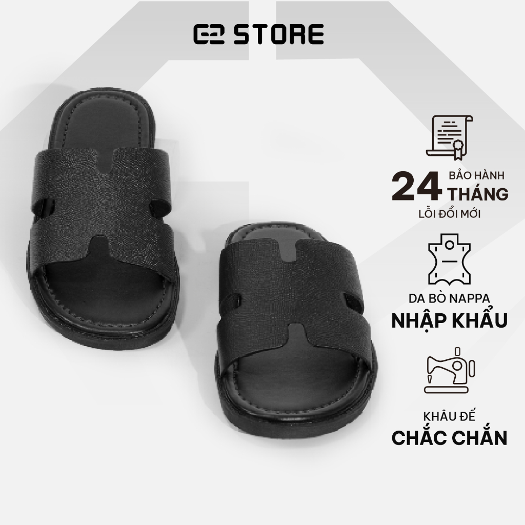 Ảnh Dép chữ h G2 Helios quai ngang da bò cao cấp, Dép hermes nam thời trang công sở đi làm 1