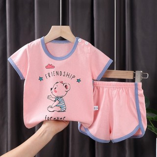 [ HÀNG QC] Set Đồ Ngủ, Bộ Quần Áo Mùa Hè Cotton Đanh Mịn Ngắn Tay Mềm Mát Quảng Châu Cao Cấp Cho Bé Trai Bé Gái