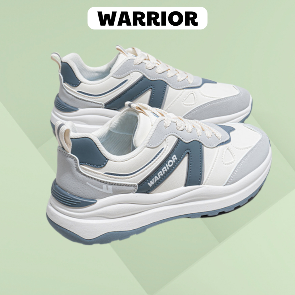 Giày thể thao nam nữ màu trắng WARRIOR mẫu BCV-FW04 đế cao su chạy bộ đi làm đi học