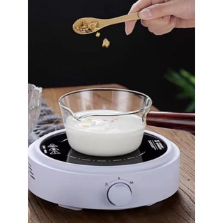 Nồi Thủy Tinh Có Tay Cầm Gỗ Tiện Dụng Để Hâm Nóng Thức Ăn