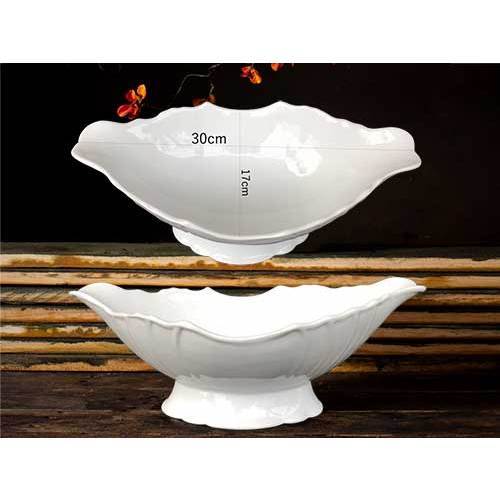 Bát thuyền đựng gà cúng nguyên con, hoa quả nhựa pcc trắng dày cao cấp