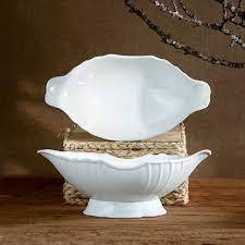 Bát thuyền đựng gà cúng nguyên con, hoa quả nhựa pcc trắng dày cao cấp