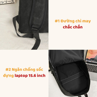 Balo nam đi học balo da pu trơn có ngăn bí mật chống sốc laptop 17 inch thời trang BL23
